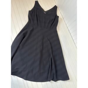 Tahari ASL Black Sleeveless V-Neck Midi Dress